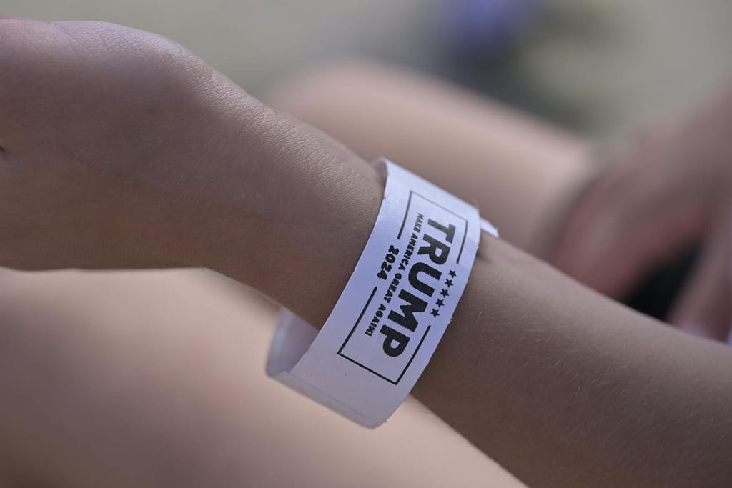 Close-up of a Person Waring an Election Wristband. u.s. presidential election