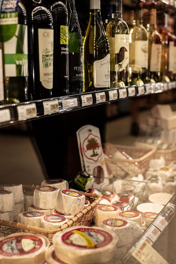 wine, cheese, grocery celebrating new year's eve alone